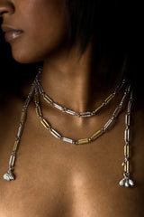 My Universal chain worn by a model in silver and gold plated silver