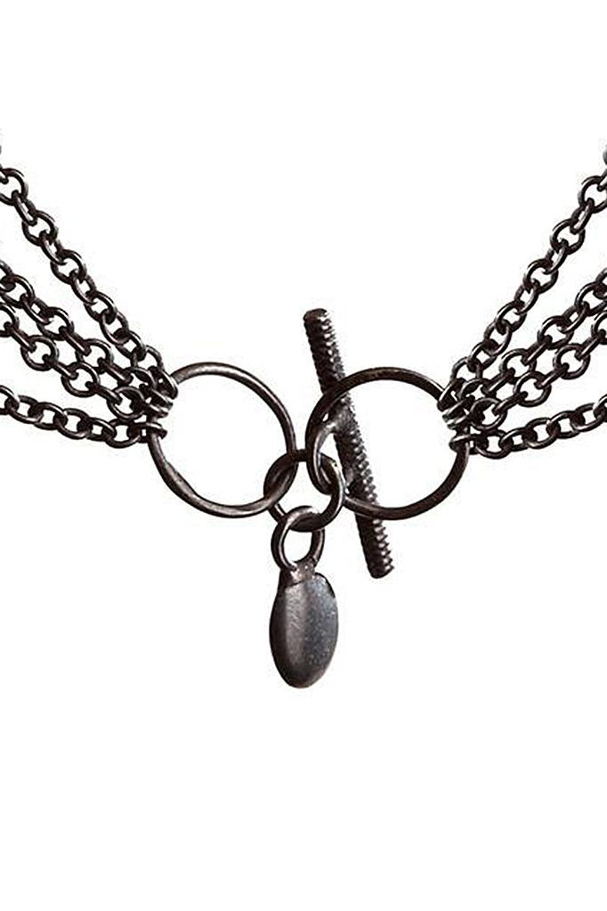 Four Chain Rice Pearl Drop Necklace