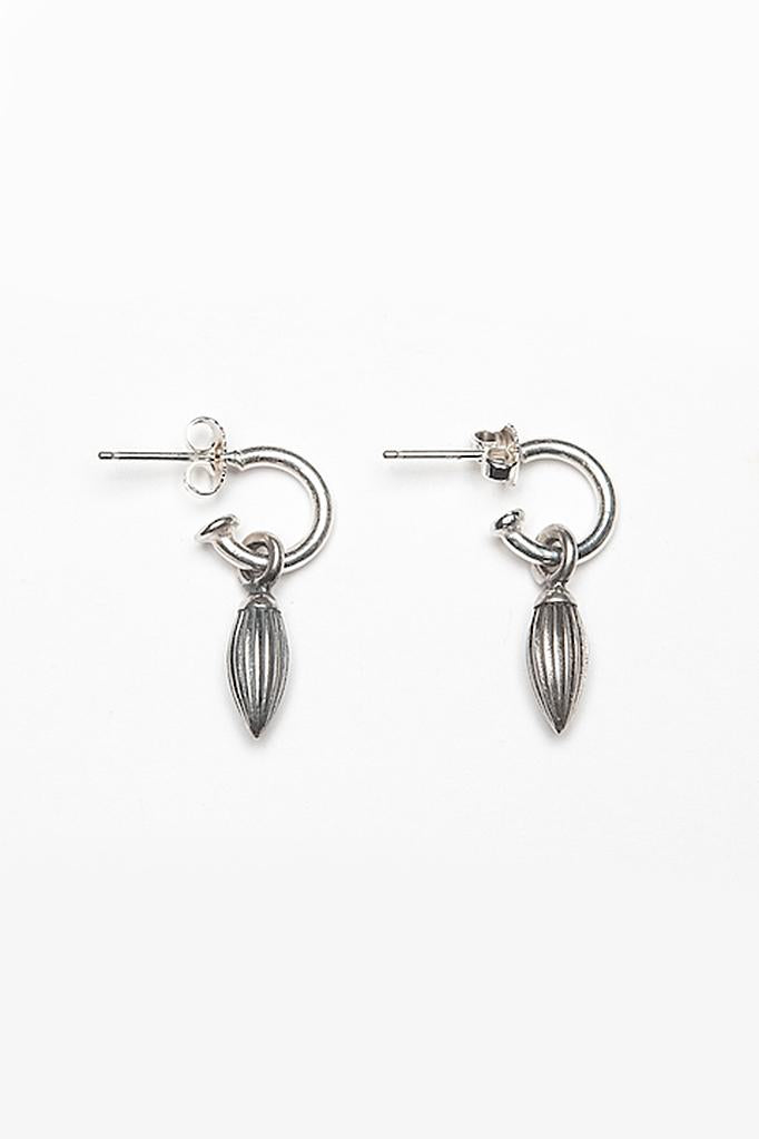 My Pointed Pod Drop Earrings in oxidised silver