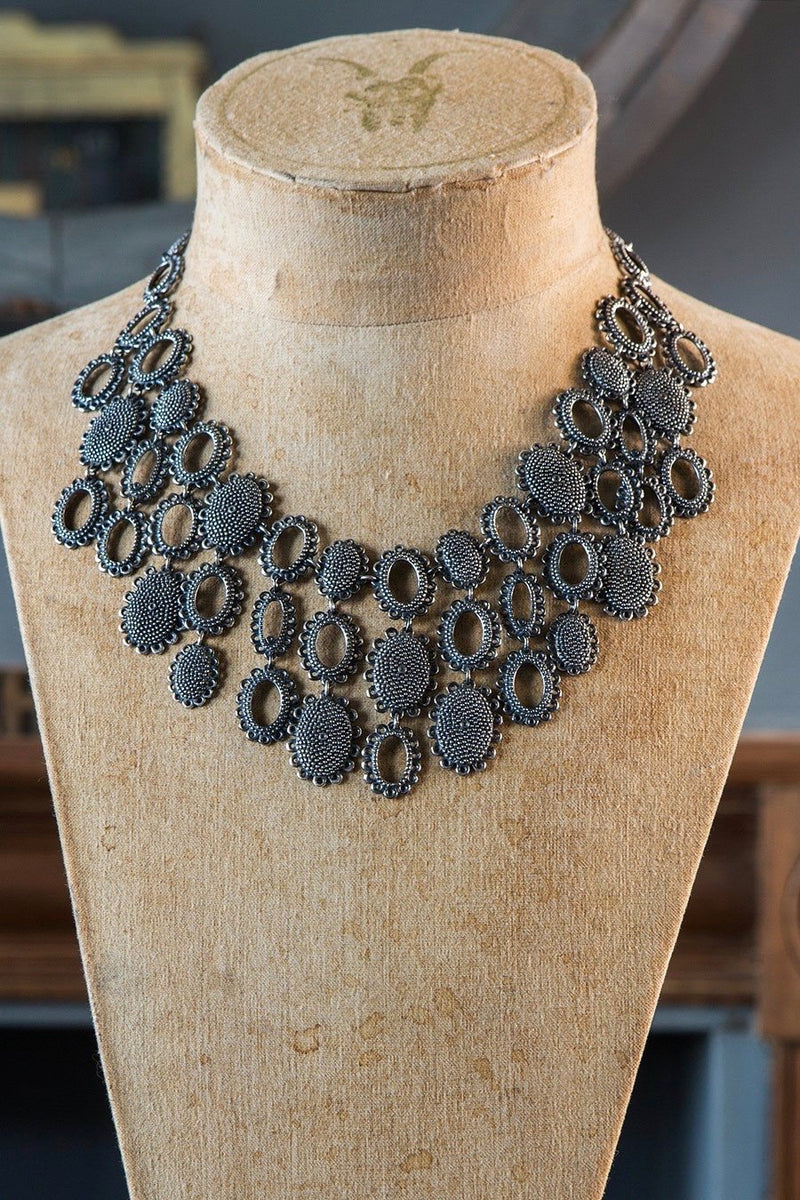 My Medium Baroque Collar Necklace in oxidised silver adds drama to any outfit