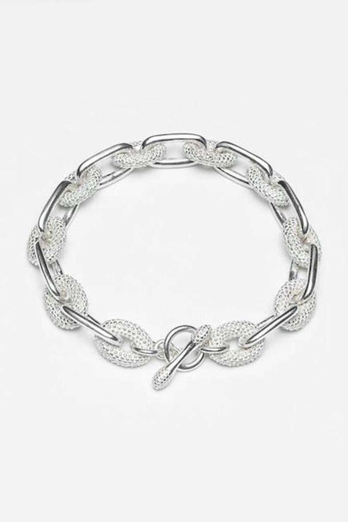 Spotted Oval and Plain Link Bracelet