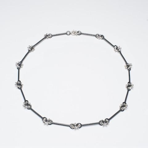 daisy chain necklace silver and oxidised silver daisy chain necklace contemporary daisy chain necklace