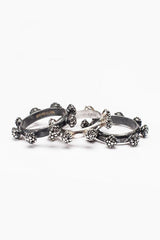 My large Cauliflower Trio Ring has 3 stacking bands in oxidised silver and silver