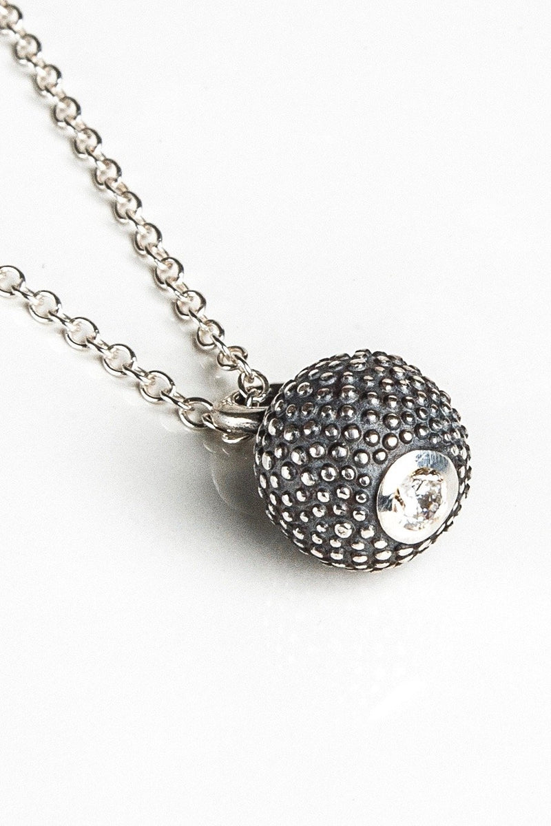 April Diamond Birthstone Ball and Chain Pendant Necklace