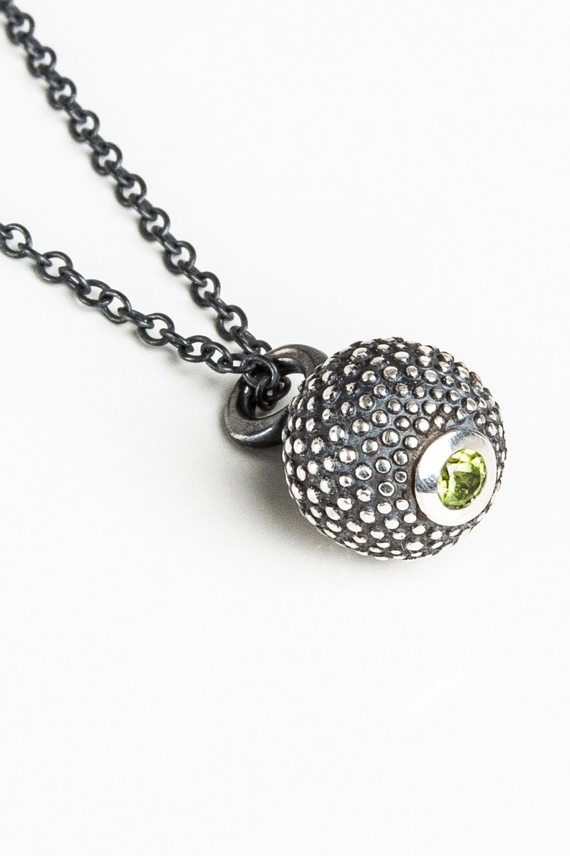 August Peridot Birthstone Ball and Chain Pendant Necklace