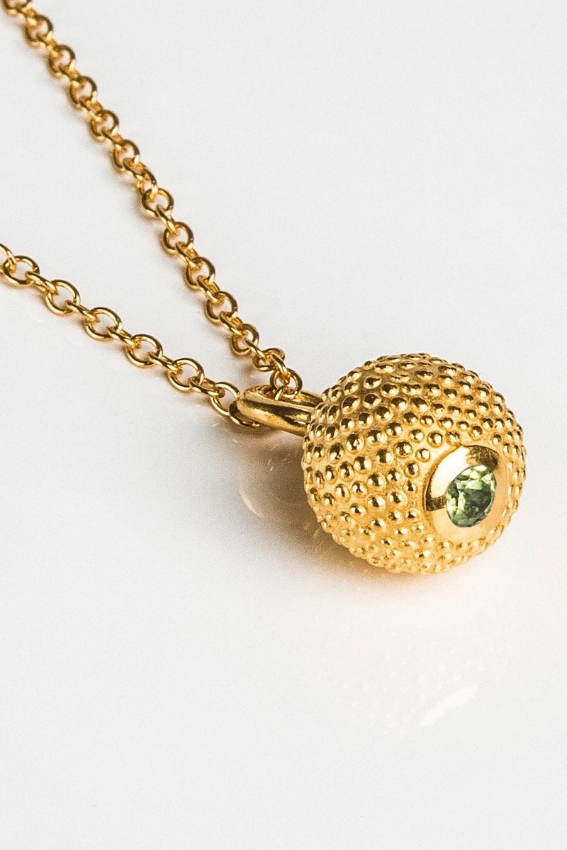 August Peridot Birthstone Ball and Chain Pendant Necklace