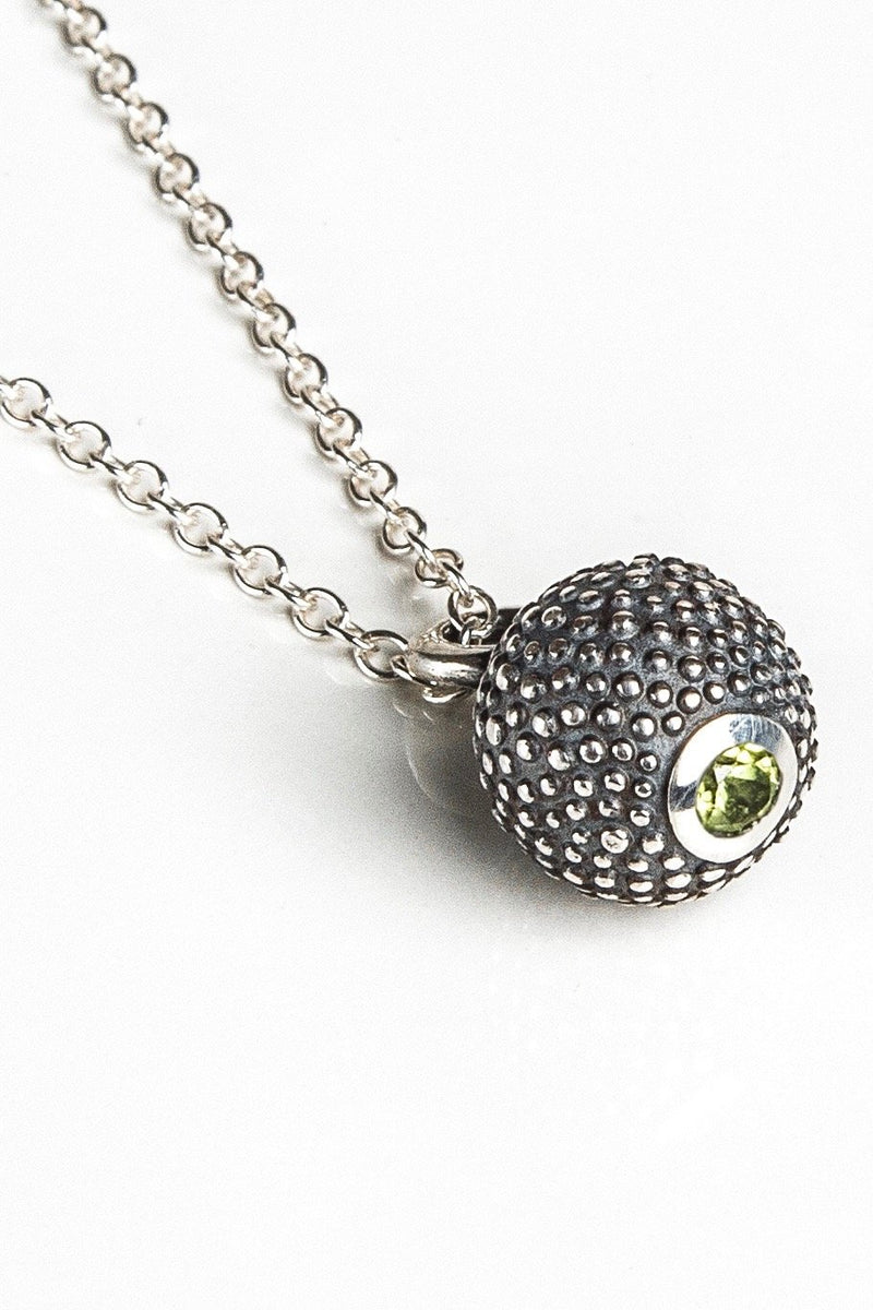 August Peridot Birthstone Ball and Chain Pendant Necklace