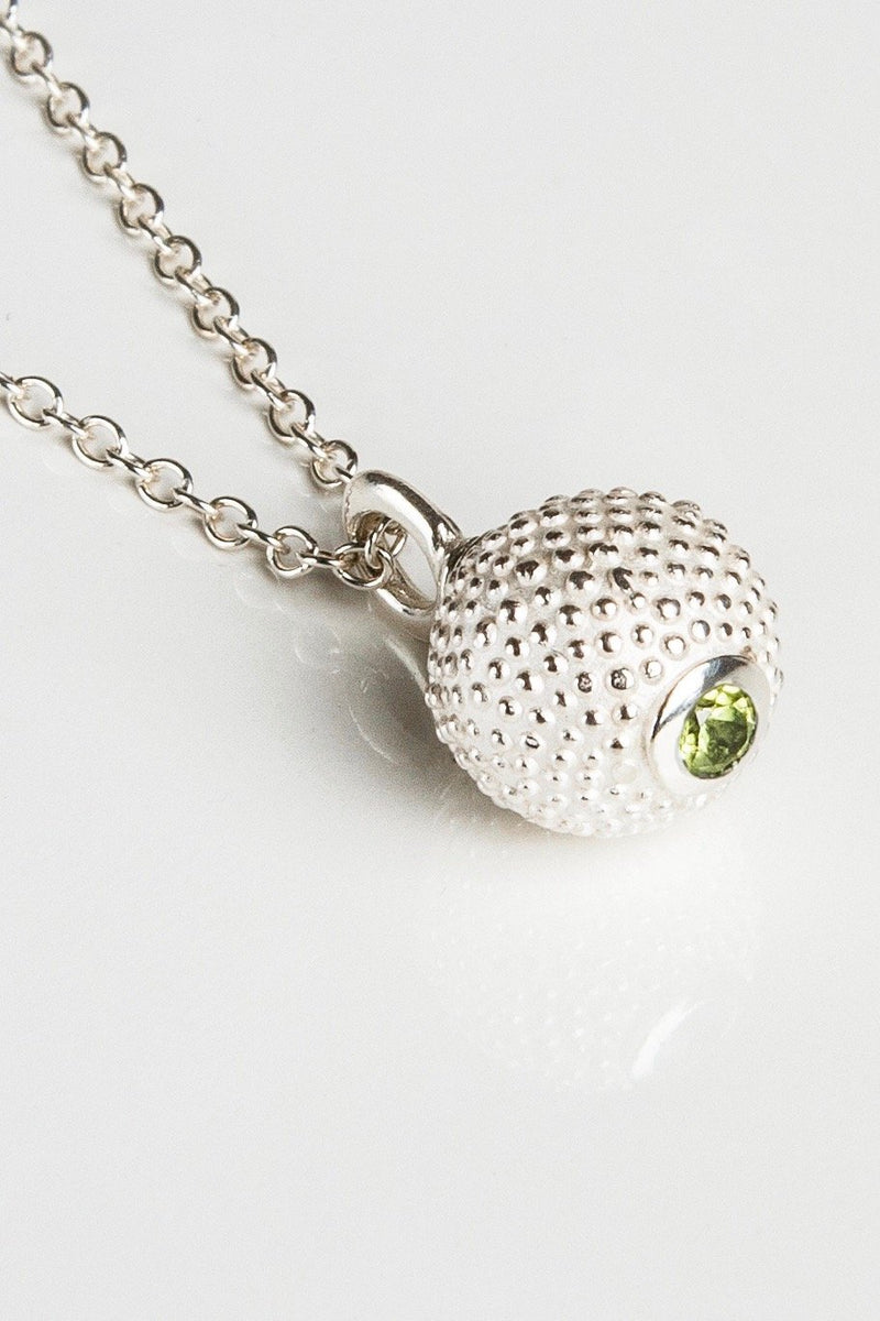 August Peridot Birthstone Ball and Chain Pendant Necklace