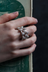 My bold statement Snake Eye Trio Ring worn in silver with 24 tiny diamond set adornments