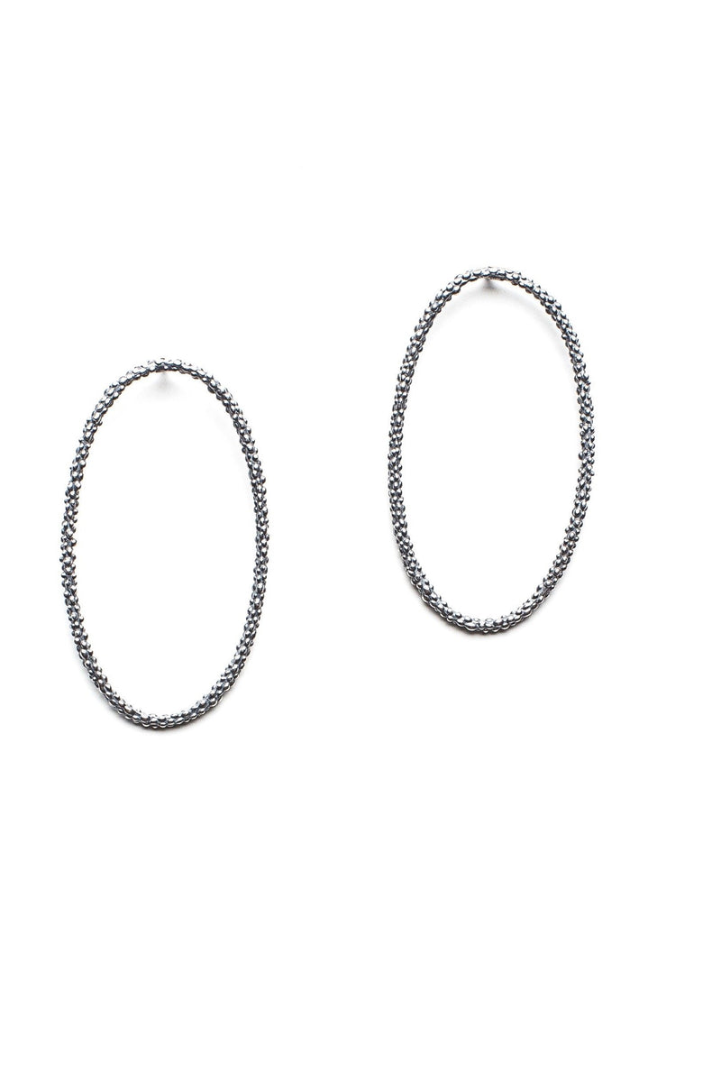 Oval Bobbled Hoop Drop Earrings