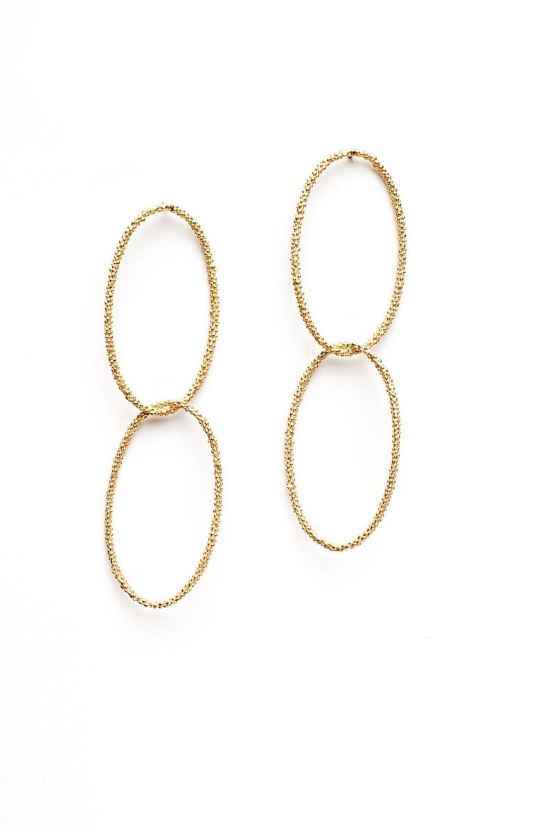 Double Oval Bobbled Hoop Drop Earrings