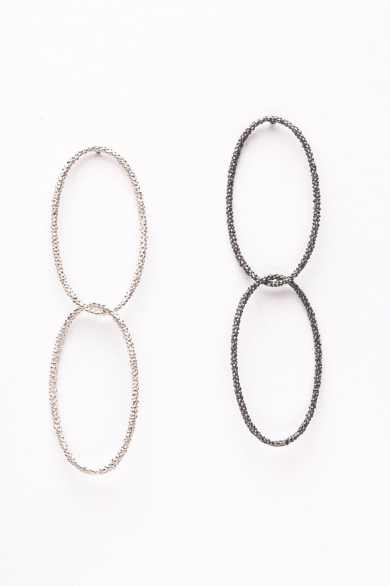 Double Oval Bobbled Hoop Drop Earrings