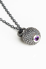 February Amethyst Birthstone Ball and Chain Pendant Necklace