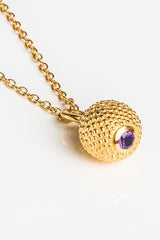 February Amethyst Birthstone Ball and Chain Pendant Necklace