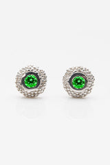 My January Green Garnet Bobbled Pollen Stud Earrings in silver