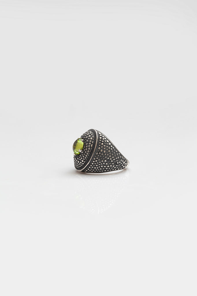 Serpent Eye Signet Ring with Cabouchon Peridot