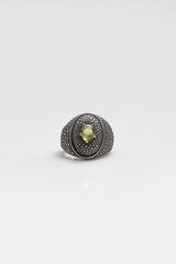 Serpent Eye Signet Ring with Cabouchon Peridot