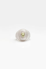 Serpent Eye Signet Ring with Cabouchon Peridot