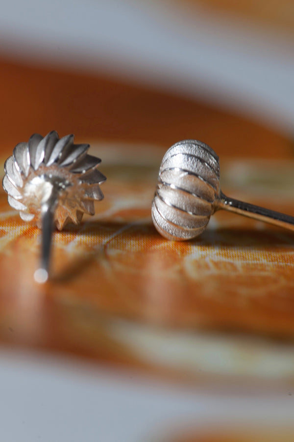 My January Orange Spessartite Garnet Birthstone Satsuma Studs side view