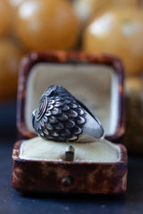 Side view of Owl Ring with Yellow Sapphires