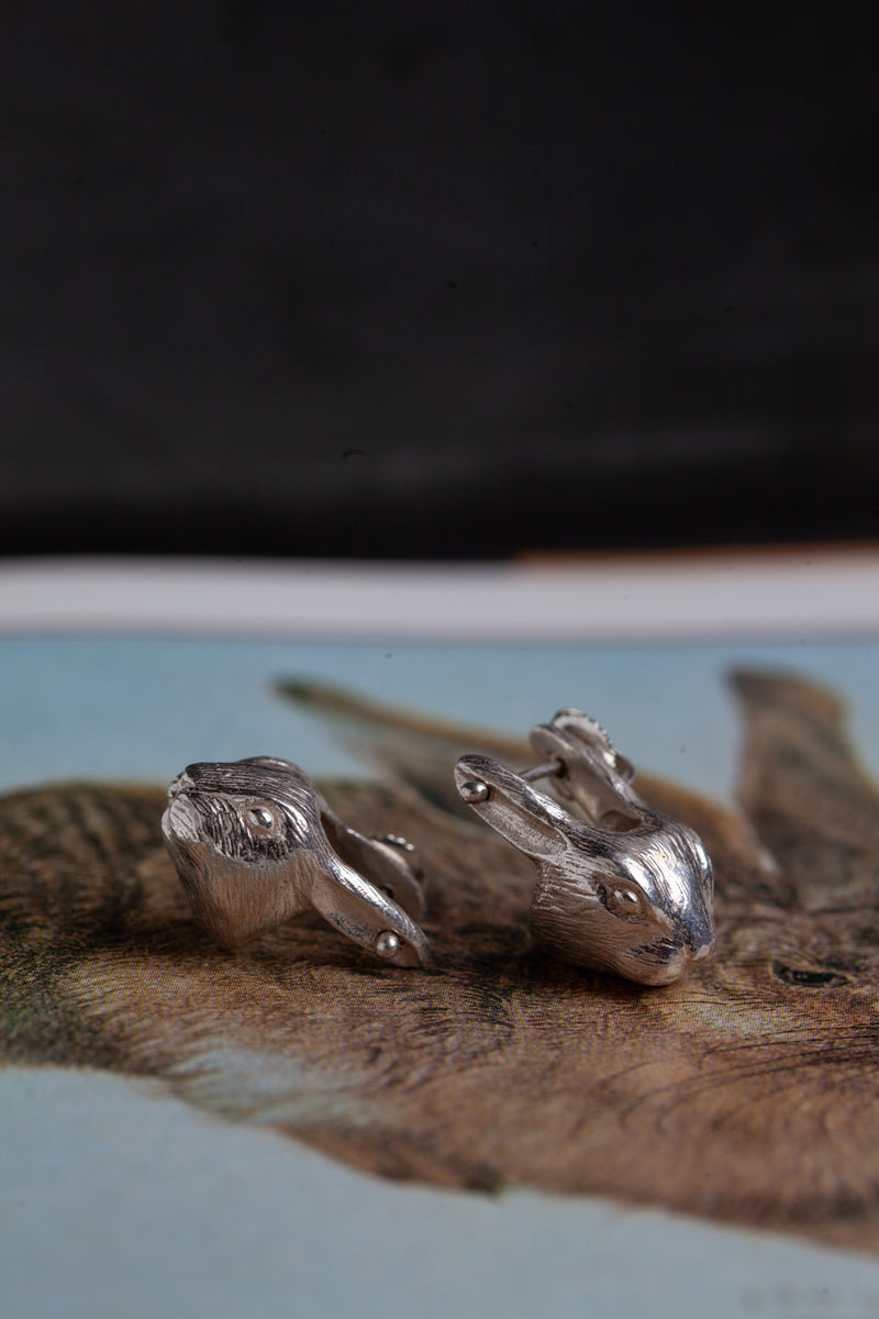An unusual and playful design. These intricately crafted rabbit head earrings are sure to turn heads.