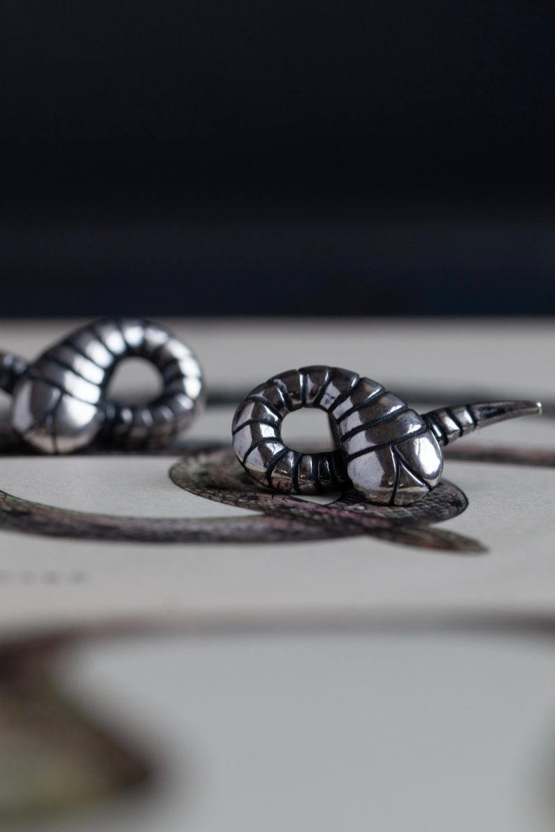 My Snake Earrings feature a curling snake inspired by the Harry Potter Slytherin Snake and a fantastical beast