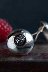 My Raspberry Cuff Clip on Earrings feature a bobbled centre surrounded by a silver cuff