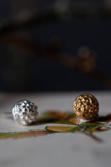 My Acorn Cup Stud Earrings are a textured ball-shape sitting in small cups like an acorn