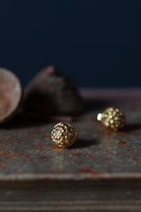 My Acorn Cup Stud Earrings in gold plated silver are a textured ball-shape sitting in small cups like an acorn