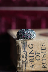 My chunky RuBubble Ring is highly textured with beads of silver and set with 7 rubies.
