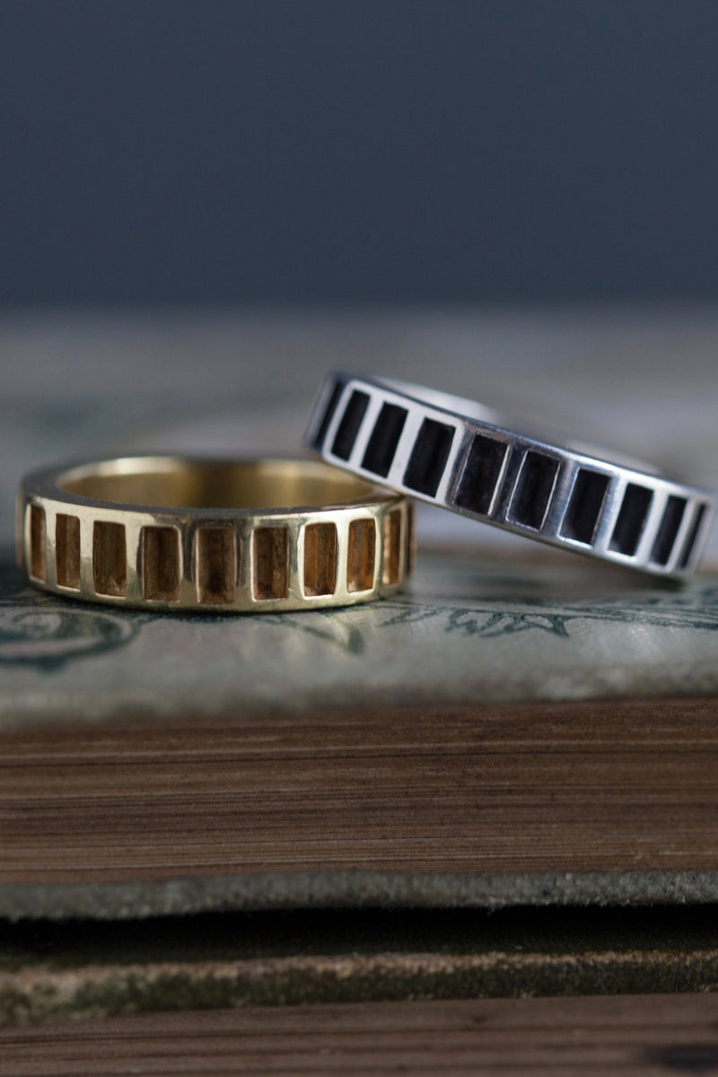 My understated Window Box ring is made from traditional eternity ring settings used just as they are
