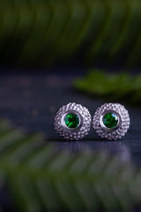 My Bobbled Pollen Stud Earrings are set with Green Garnets January's birthstones