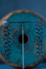 My Catherine Wheel Chain Drop Earrings combine round studs with 3 circular chains hanging down