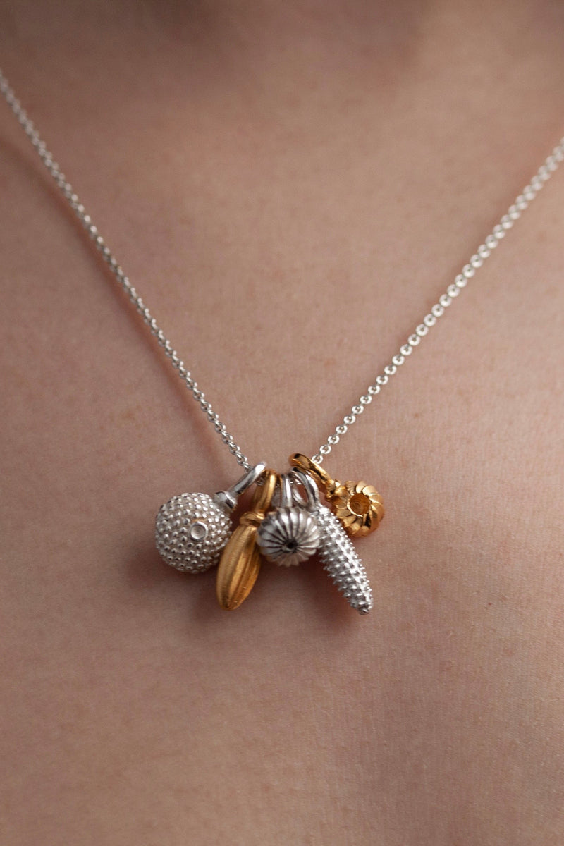 Five Pollen Charm Cluster Pendant Necklace