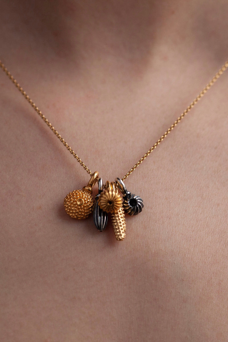 Five Pollen Charm Cluster Pendant Necklace