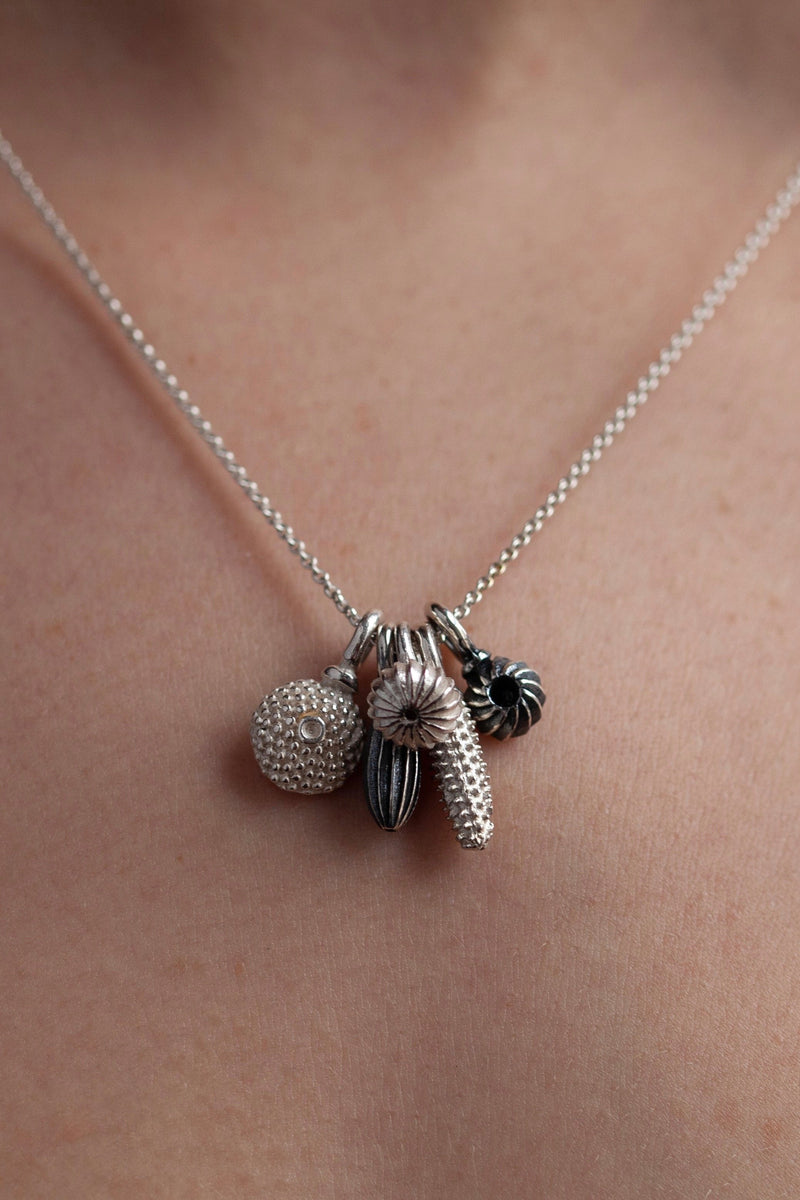 Five Pollen Charm Cluster Pendant Necklace