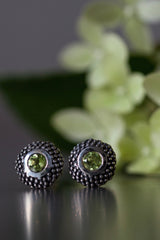My Bobbled Pollen Stud Earrings are set with Peridots August's  birthstone