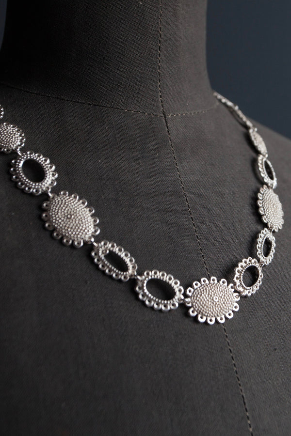 My Baroque Necklace in silver features 24 highly decorated oval motifs, inspired by antique lace