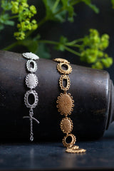 My Baroque Bracelet links 9 highly decorative oval discs to create a modern classic