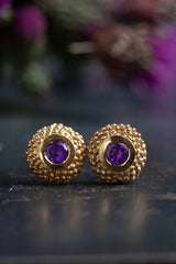 My Bobbled Pollen Stud Earrings are set with February Amethyst birthstones