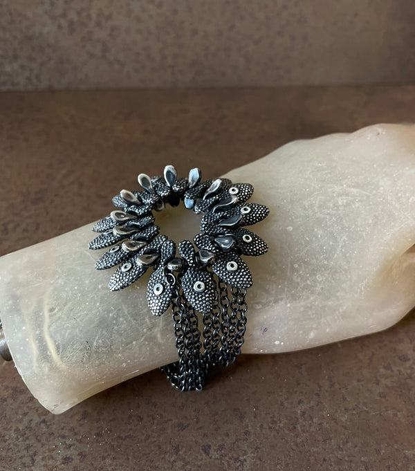 Anemone Bracelet - Oxidised Silver and Silver