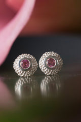 My Bobbled Pollen Stud Earrings are set with Pink Tourmalines October's birthstone