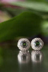 My Bobbled Pollen Stud Earrings are set with Green Tourmalines October's birthstone