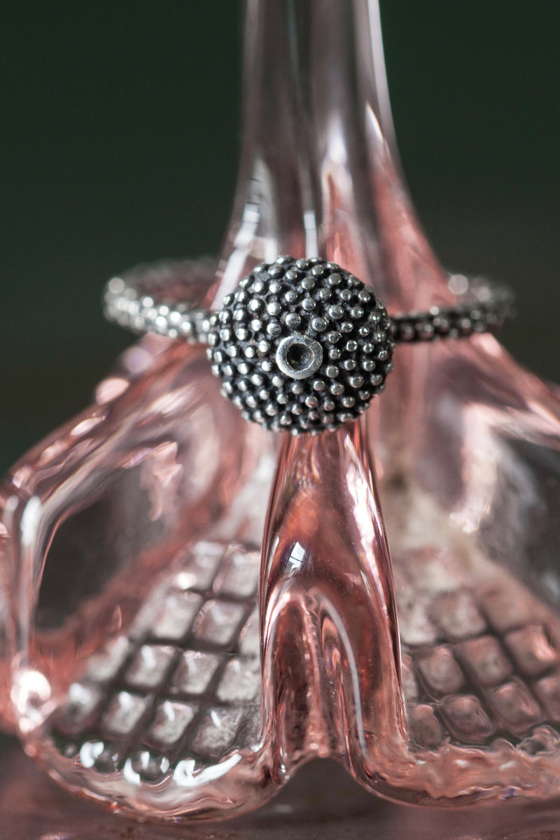 My Bobbled Pollen Stacking Ring in oxidised silver