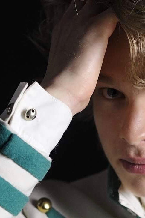 My Mushroom Cufflinks worn by a model have a pleasing domed shape decorated with deep spots