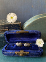 Dotty Kidney Studs - Oxidised Silver and Silver