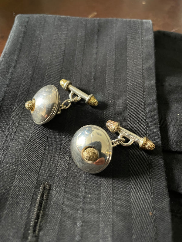 Millenium Cufflinks - Silver and Old Yellow Gold Plated Silver