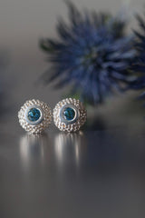 My Bobbled Pollen Stud Earrings are set with London Blue Topaz November's birthstones
