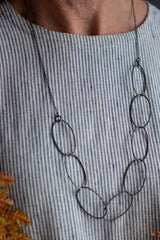 My Oval Bobbled Hoop Chain is a long elegant necklace with 8 bobbled oval hoops on a delicate chain