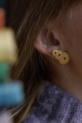 My Urchin Earrings worn in yellow gold plated silver